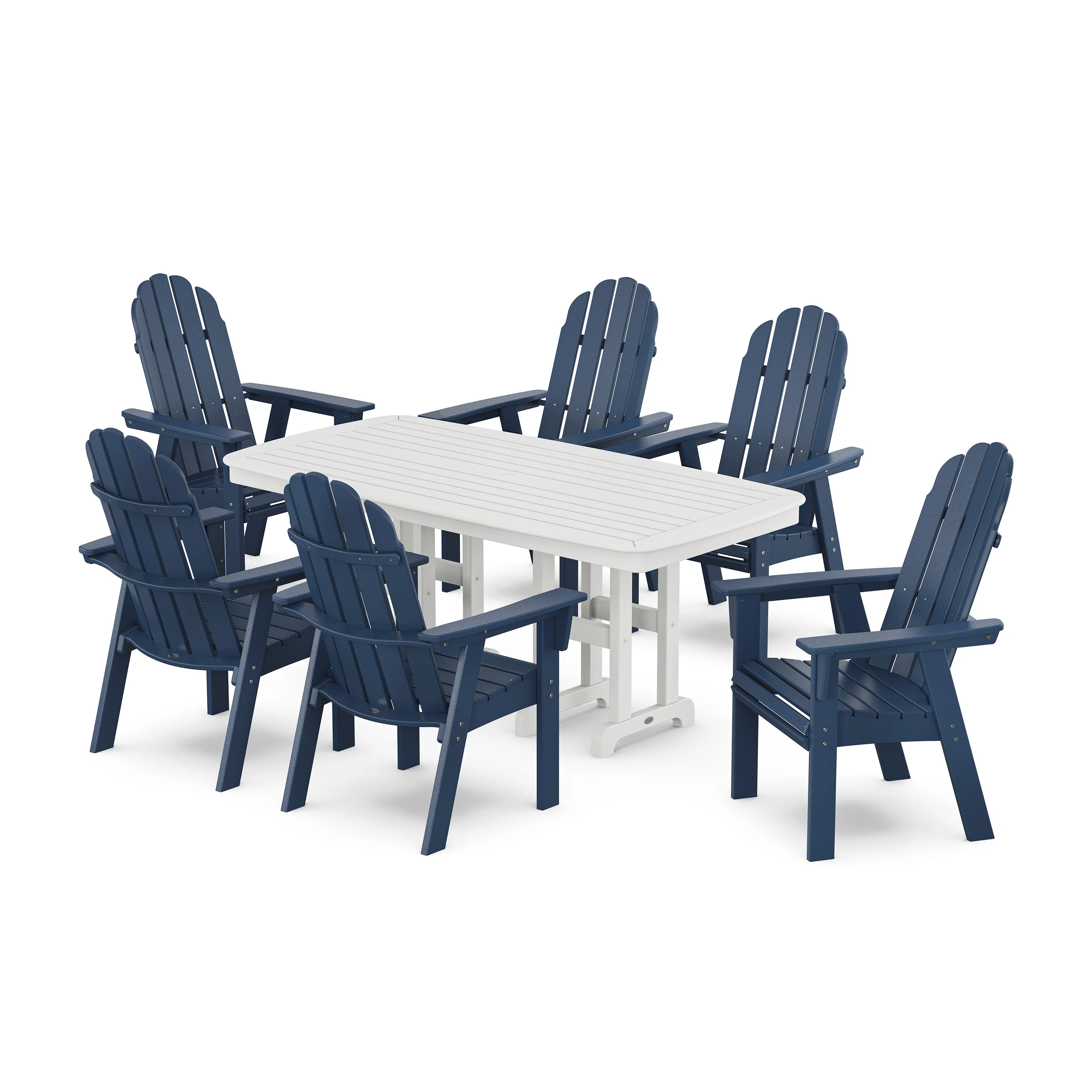 Vineyard Curveback Adirondack Chair 7-Piece Dining Set - Image 10