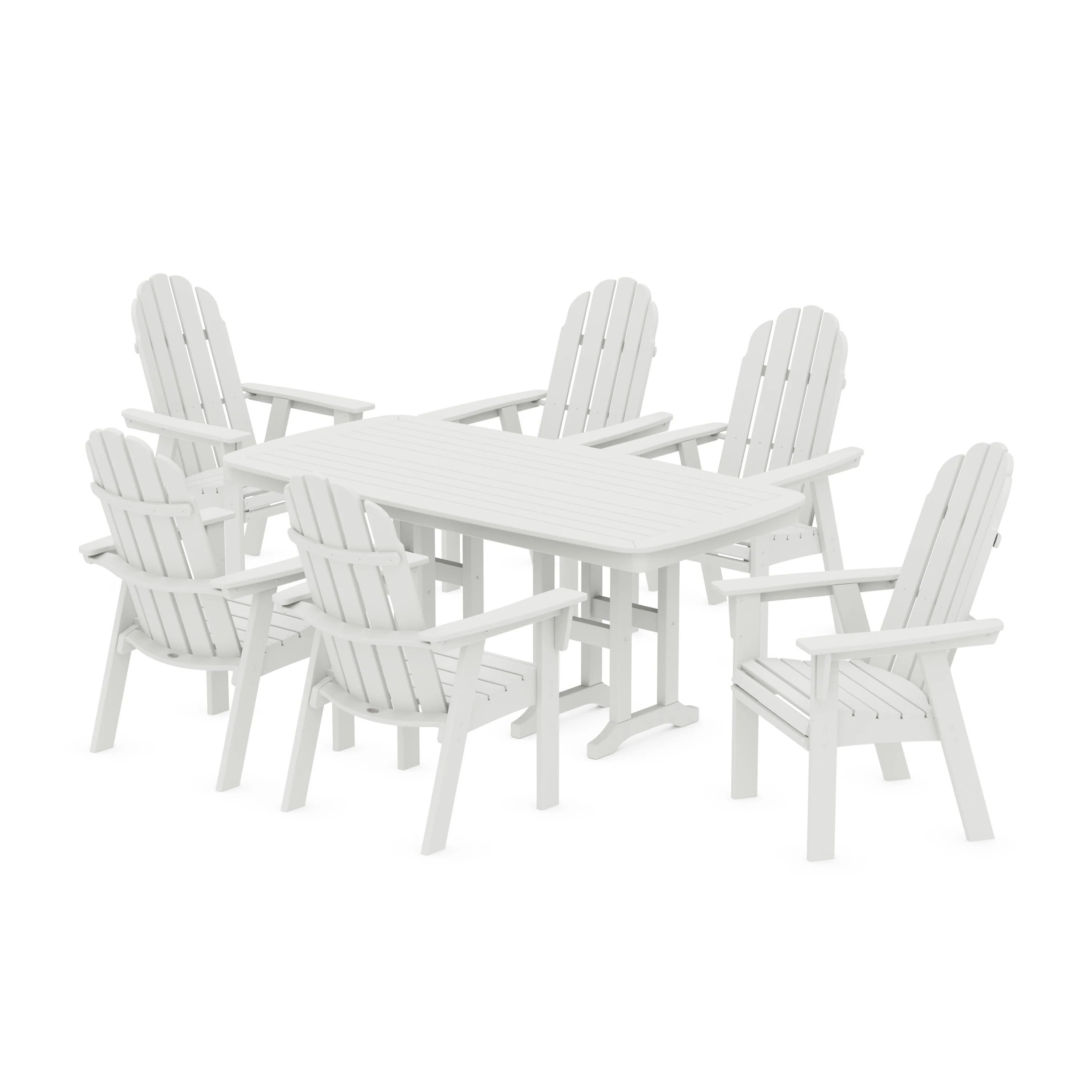 Vineyard Curveback Adirondack Chair 7-Piece Dining Set - Image 11