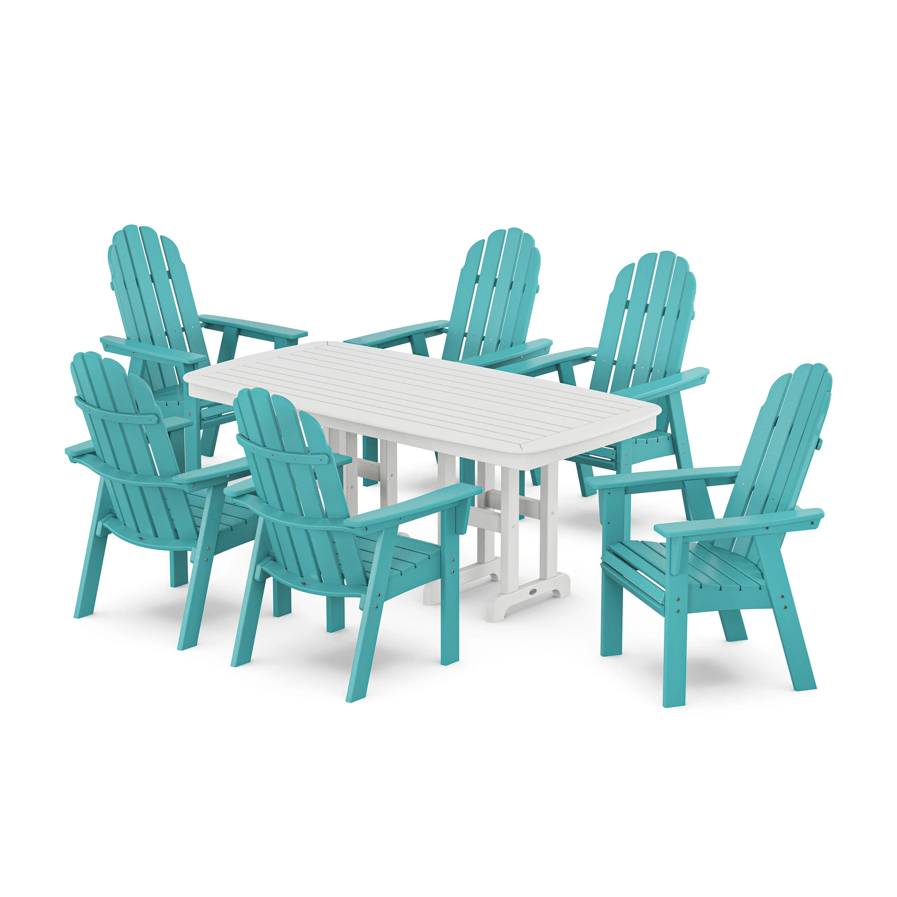 Vineyard Curveback Adirondack Chair 7-Piece Dining Set - Image 12