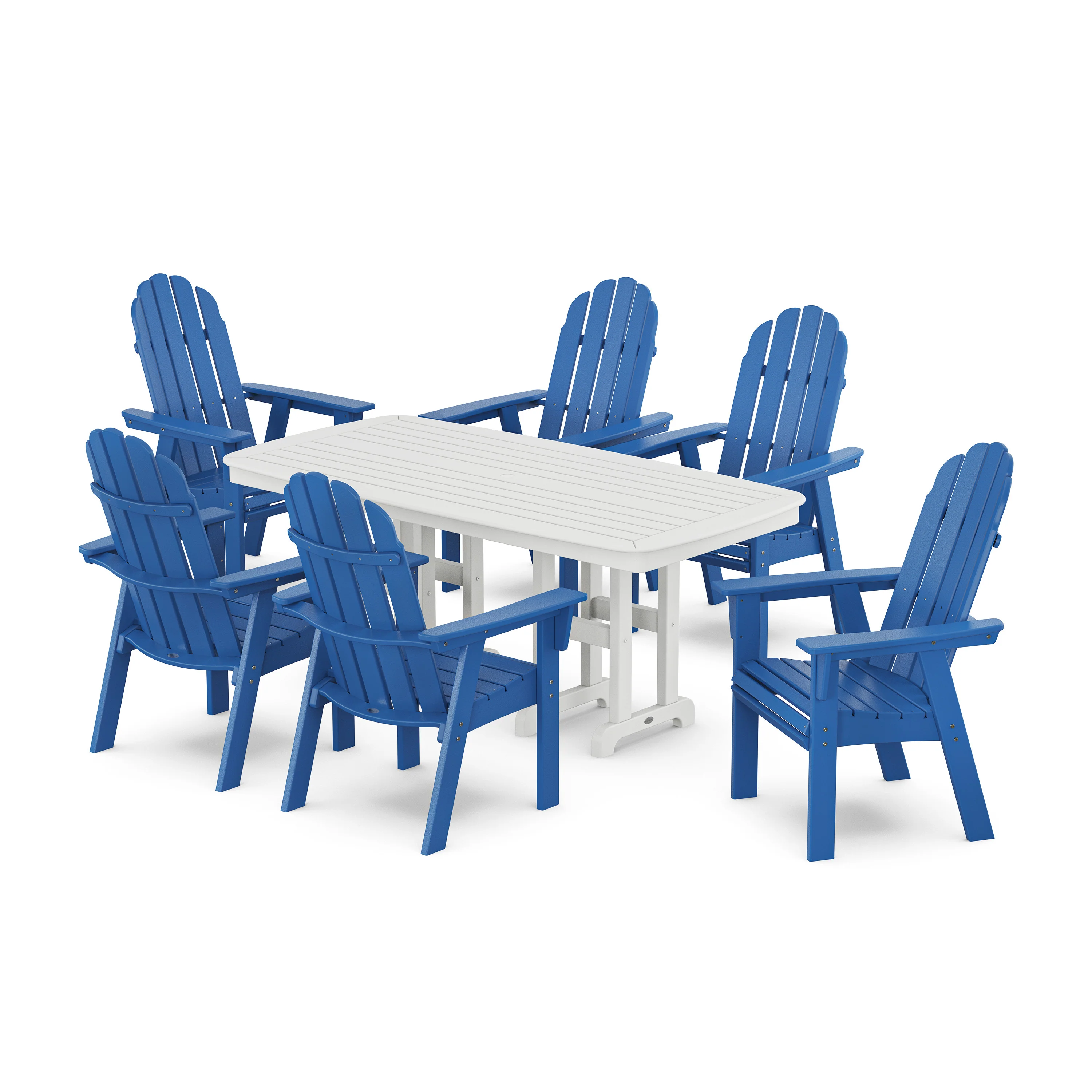 Vineyard Curveback Adirondack Chair 7-Piece Dining Set - Image 13