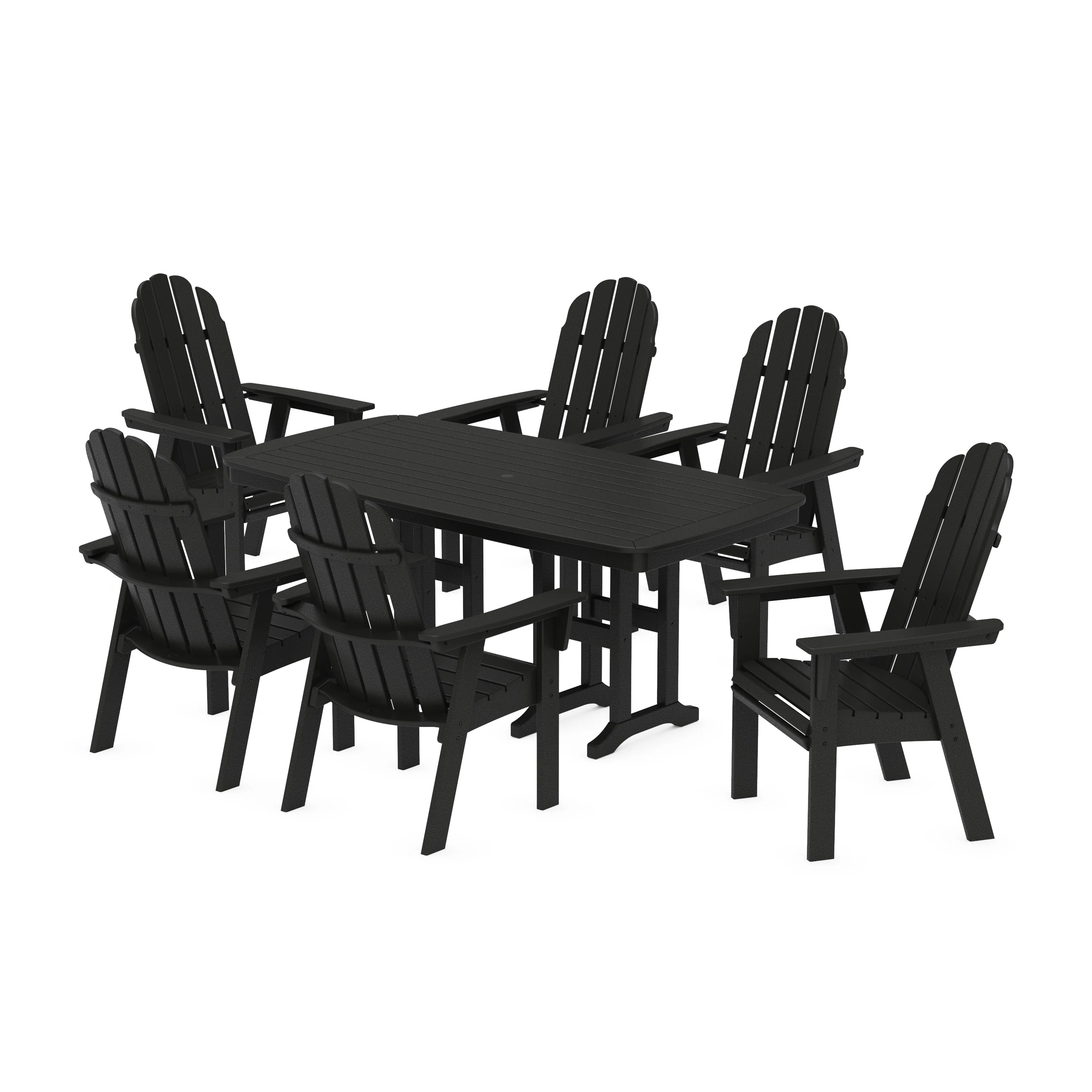 Vineyard Curveback Adirondack Chair 7-Piece Dining Set - Image 15