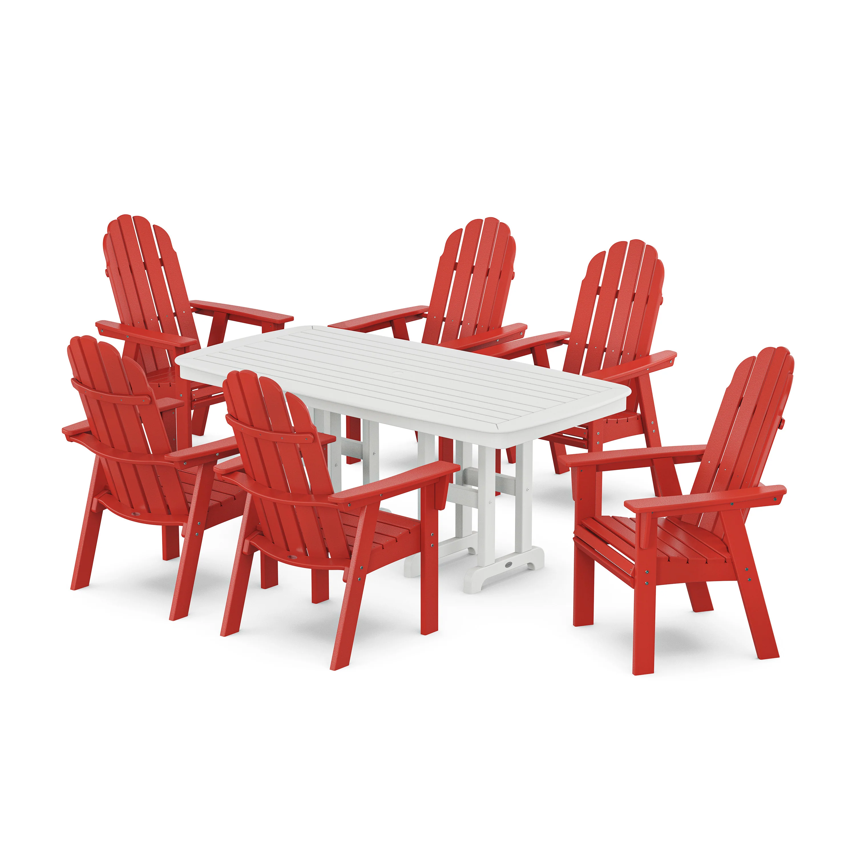 Vineyard Curveback Adirondack Chair 7-Piece Dining Set - Image 16