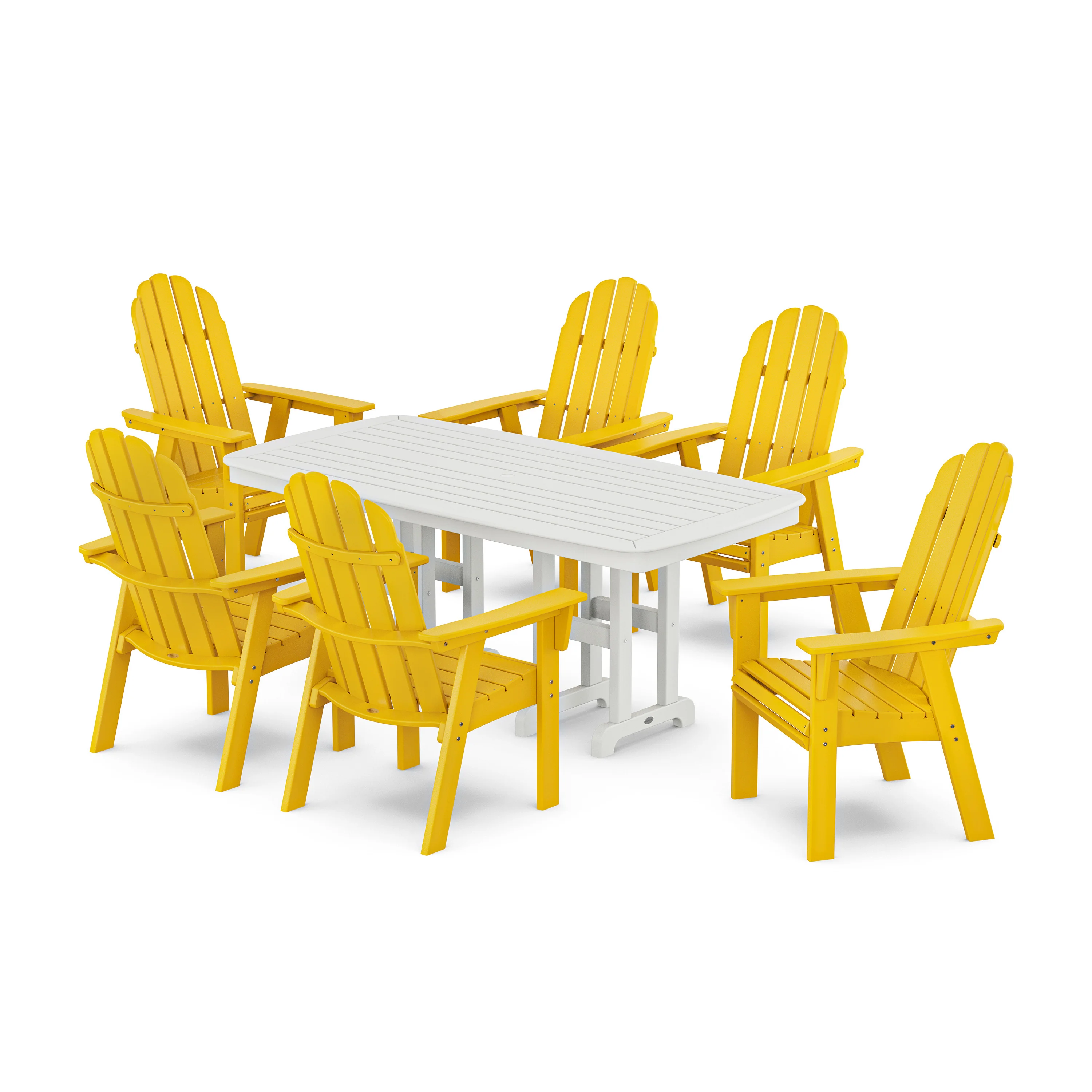 Vineyard Curveback Adirondack Chair 7-Piece Dining Set - Image 18