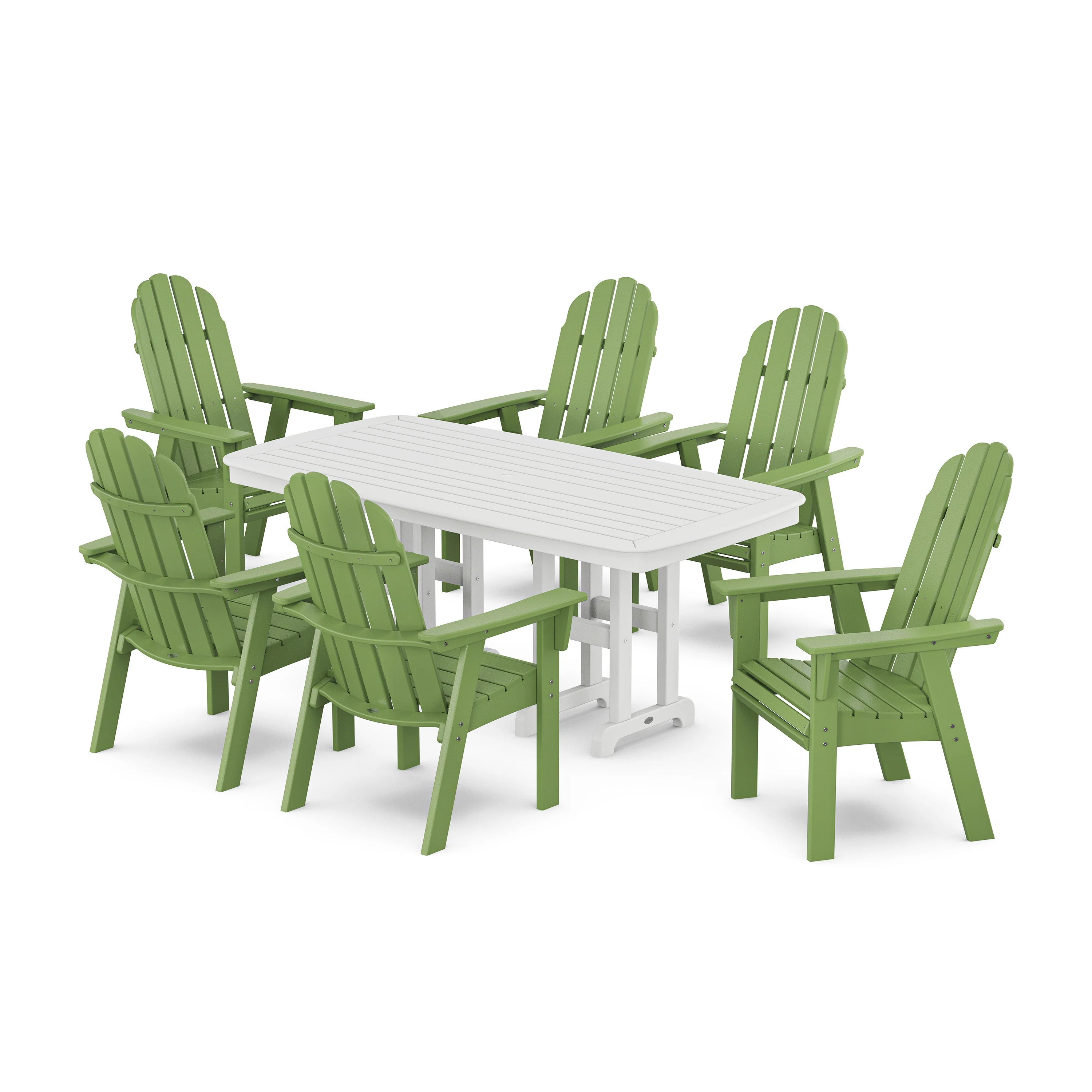 Vineyard Curveback Adirondack Chair 7-Piece Dining Set - Image 3