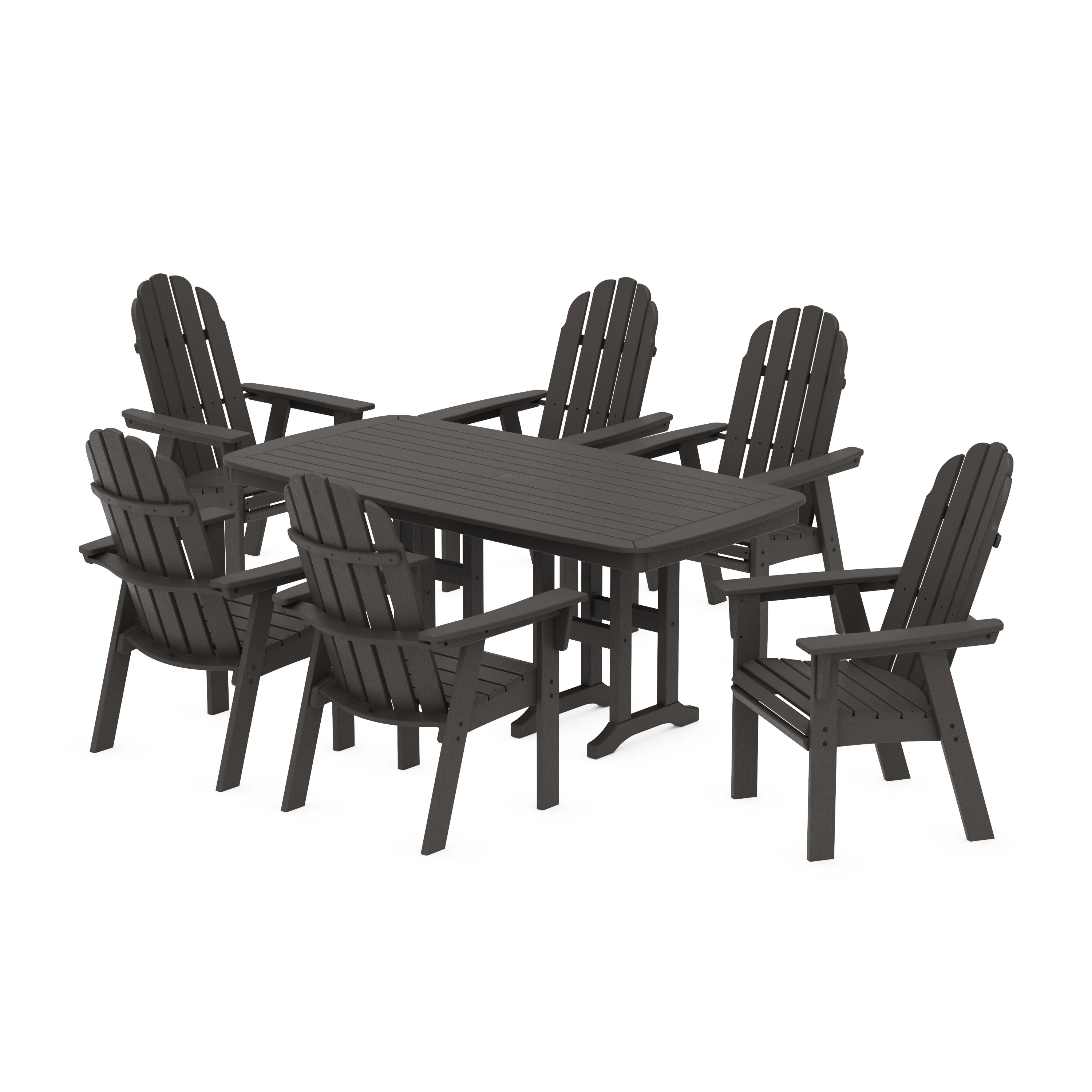 Vineyard Curveback Adirondack Chair 7-Piece Dining Set - Image 4