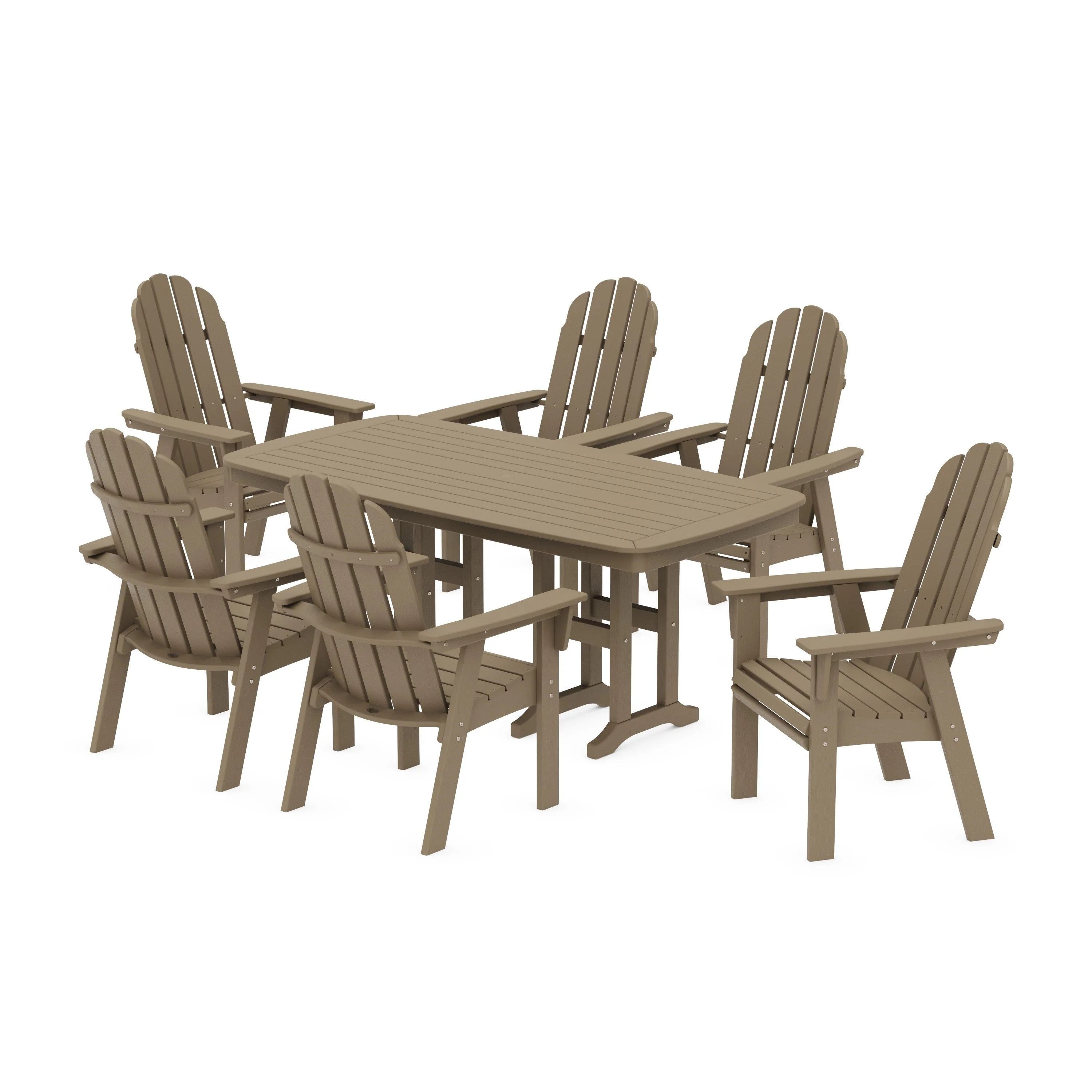 Vineyard Curveback Adirondack Chair 7-Piece Dining Set - Image 5