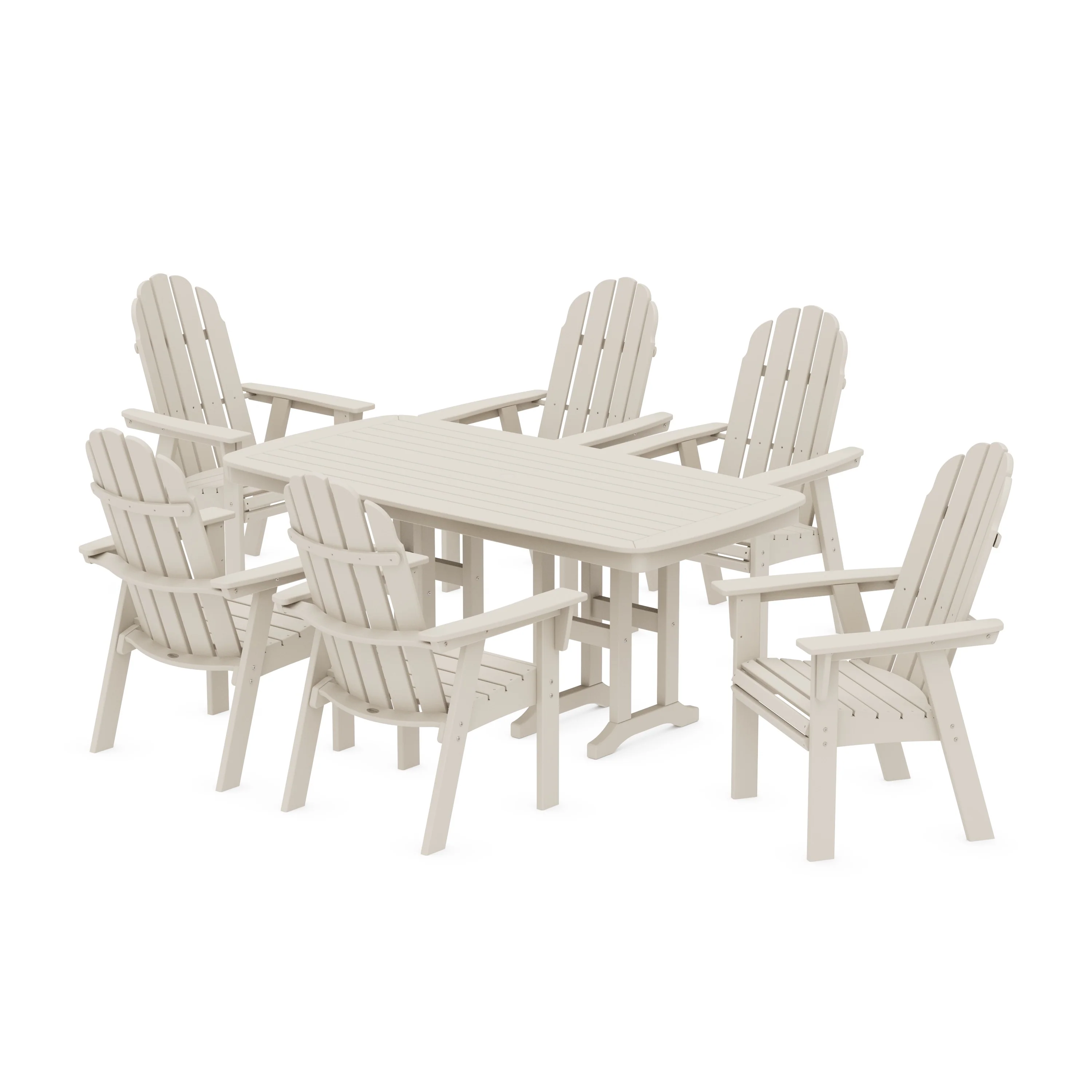 Vineyard Curveback Adirondack Chair 7-Piece Dining Set - Image 9