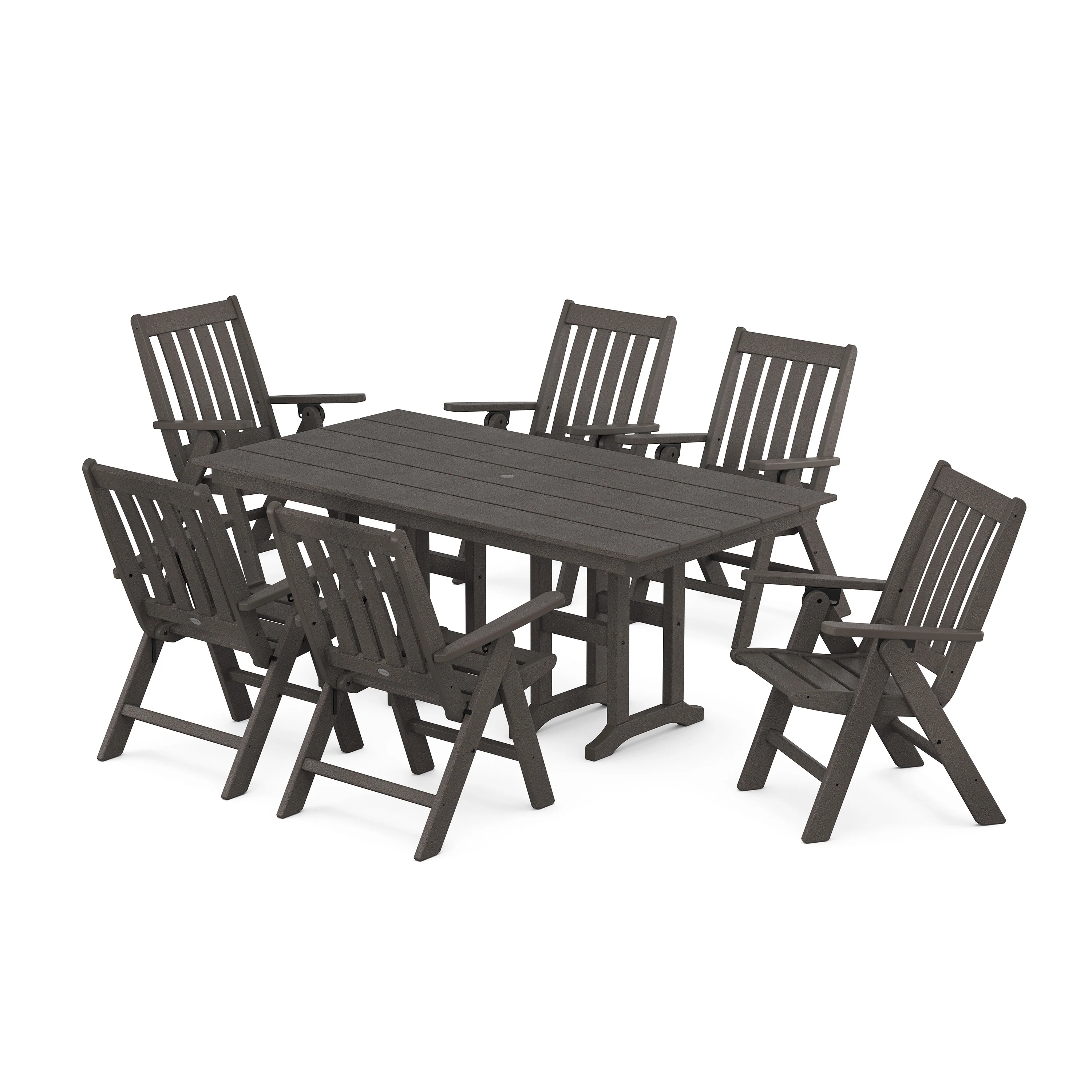 Vineyard Folding Chair 7-Piece Farmhouse Dining Set - Image 10