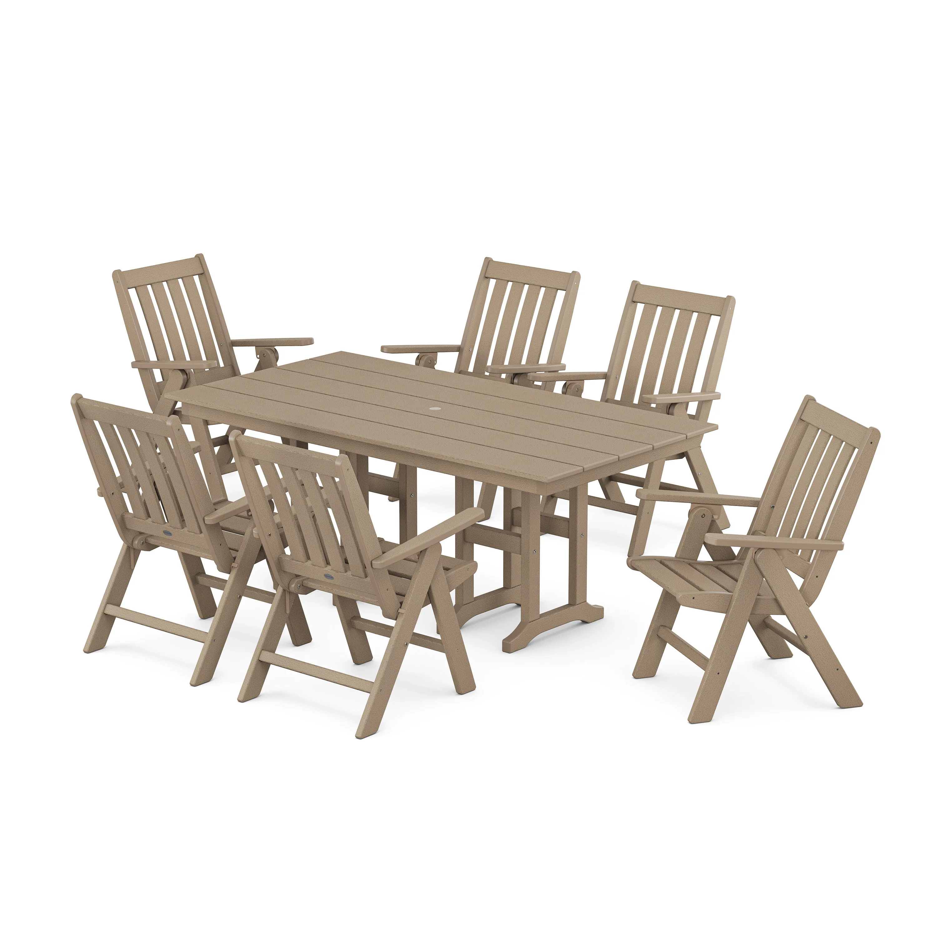 Vineyard Folding Chair 7-Piece Farmhouse Dining Set - Image 11