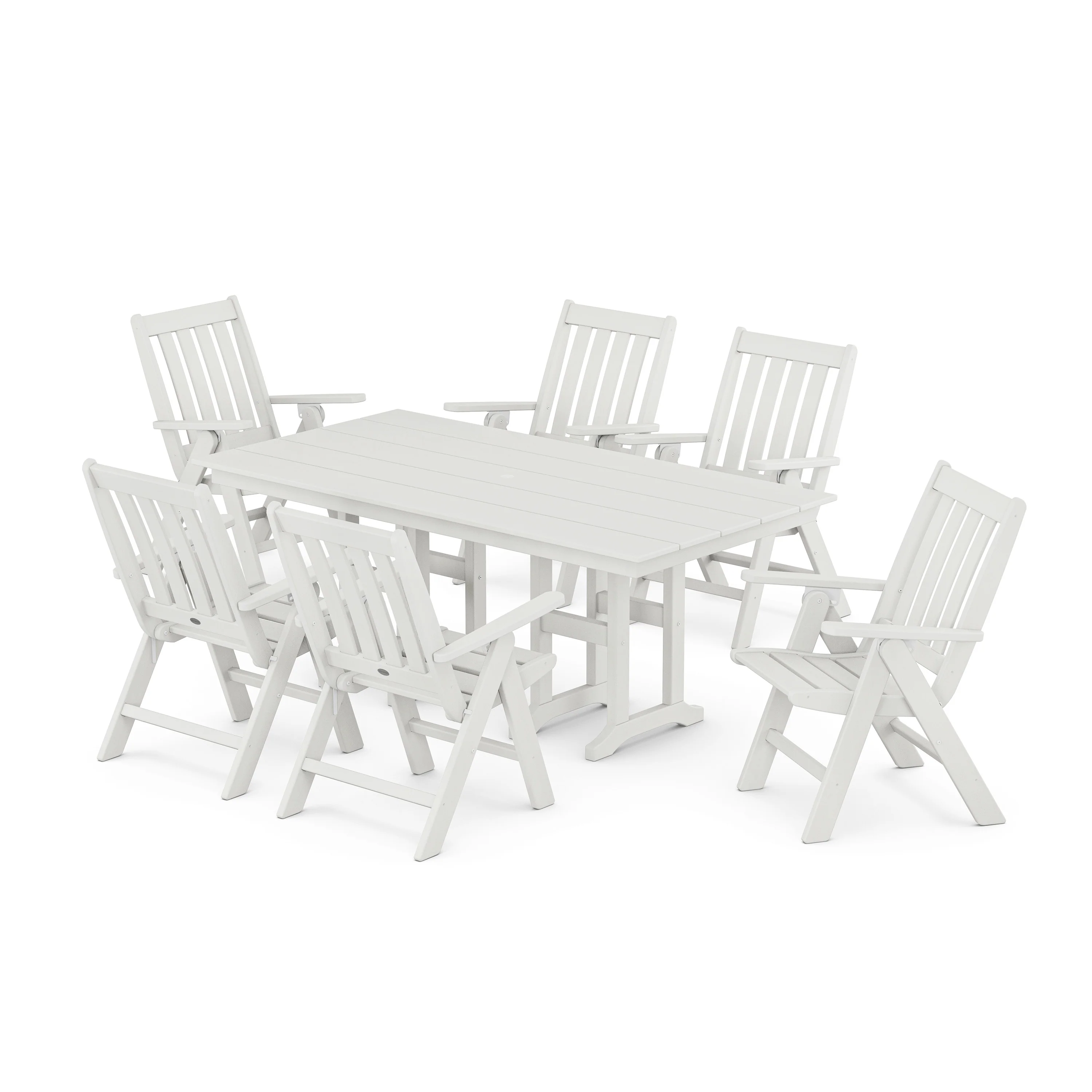 Vineyard Folding Chair 7-Piece Farmhouse Dining Set - Image 12