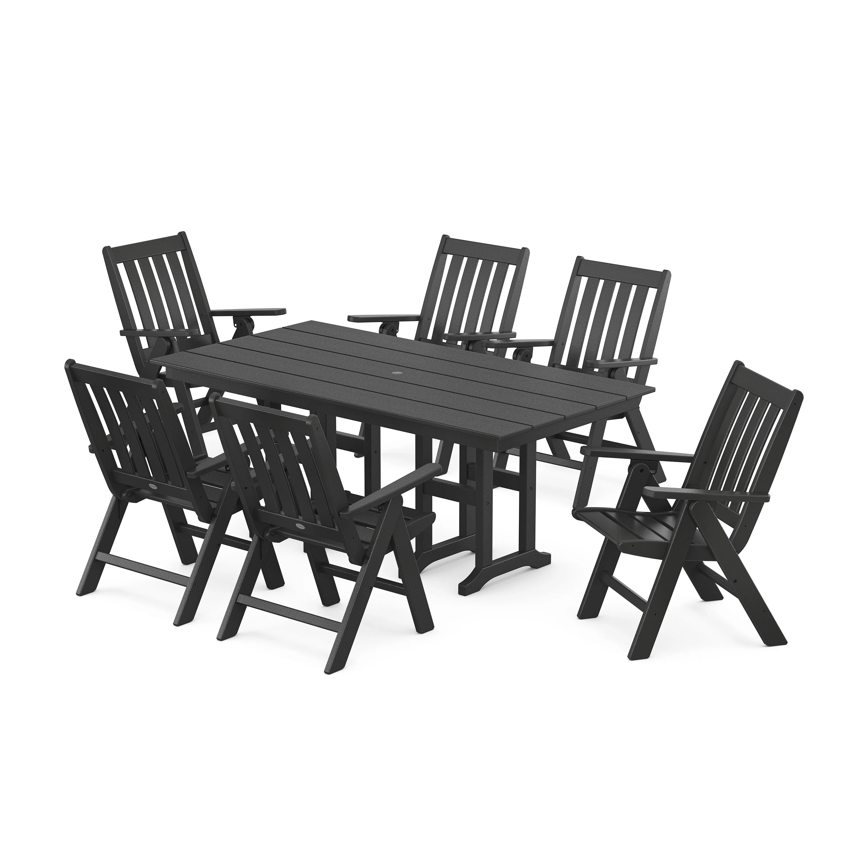 Vineyard Folding Chair 7-Piece Farmhouse Dining Set - Image 4