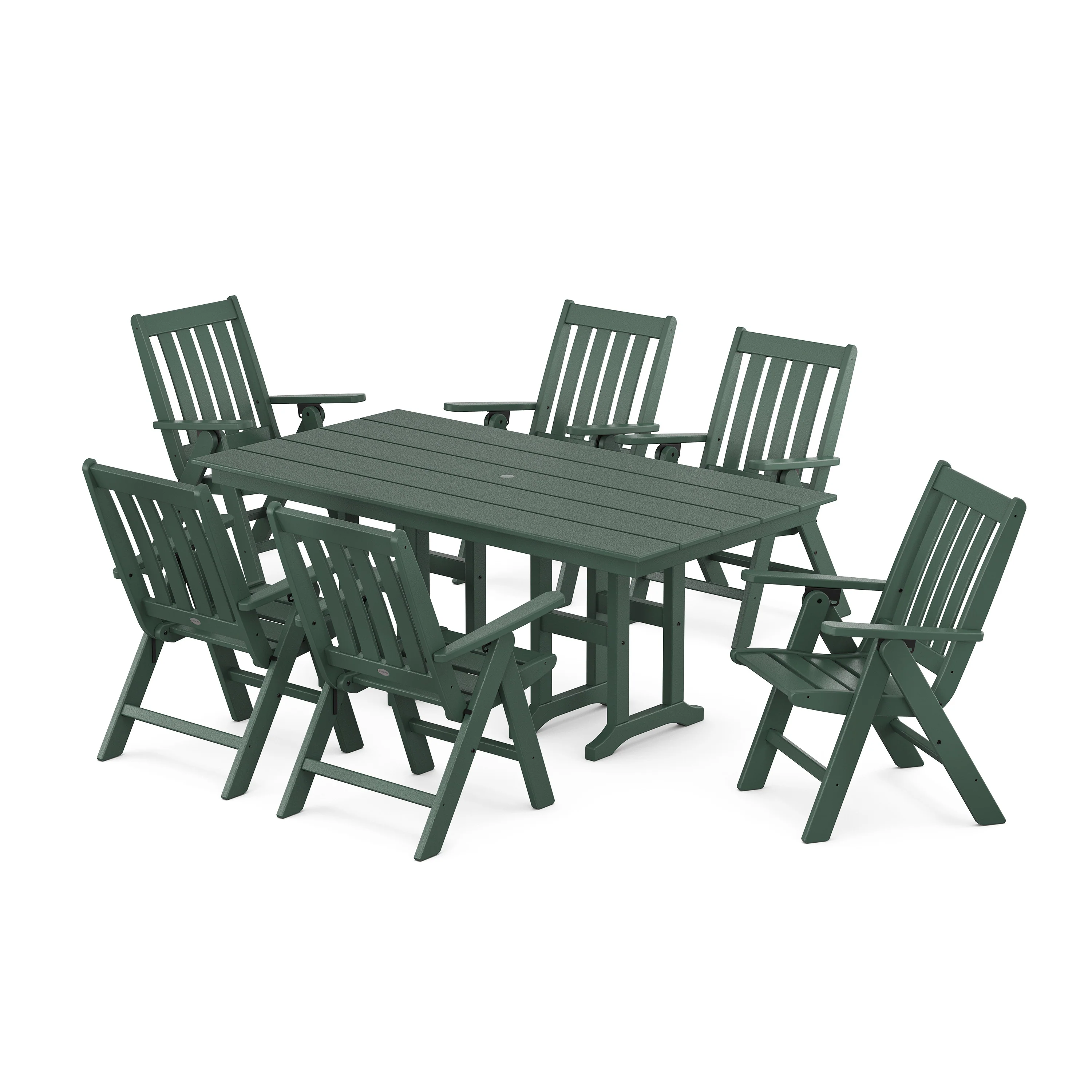 Vineyard Folding Chair 7-Piece Farmhouse Dining Set - Image 5