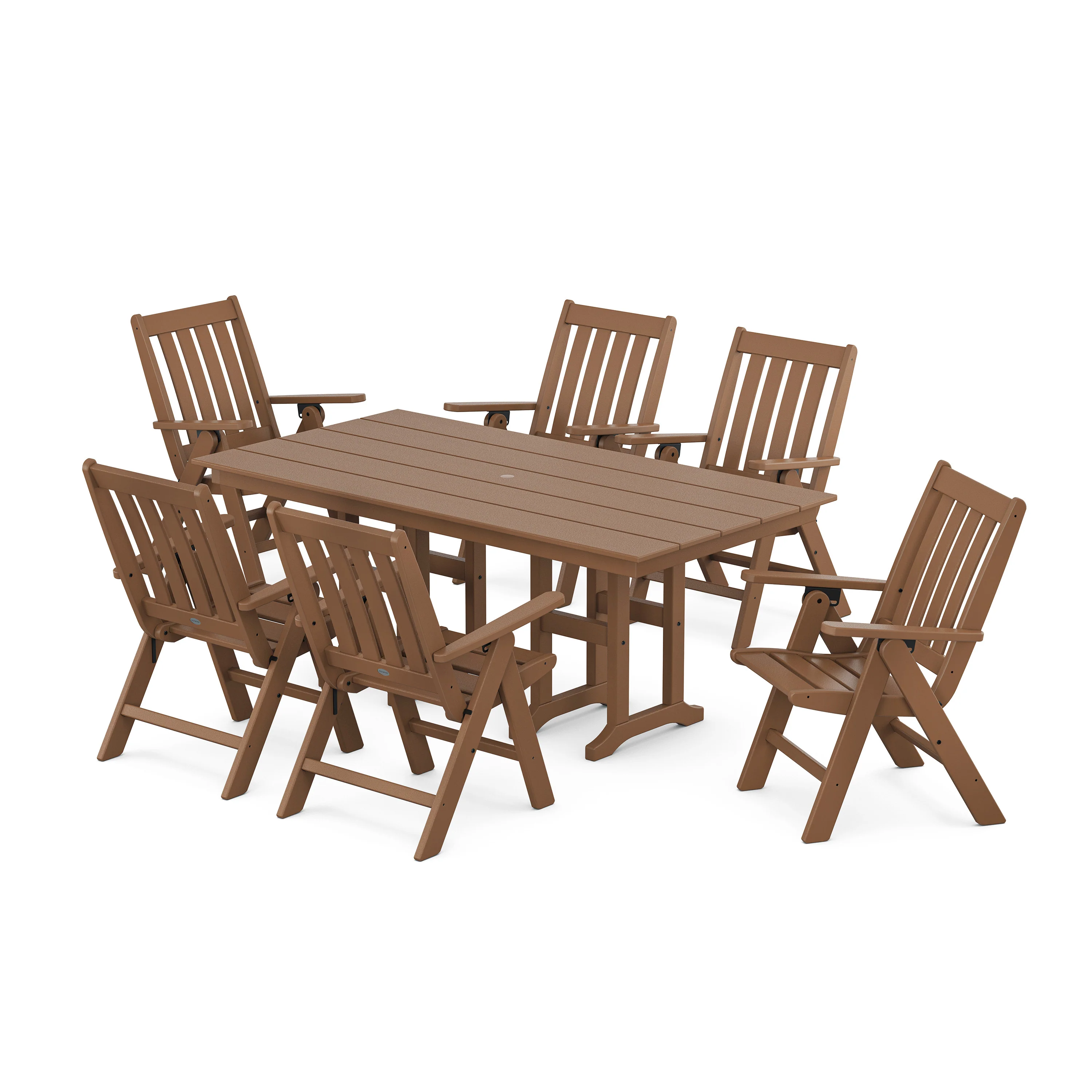 Vineyard Folding Chair 7-Piece Farmhouse Dining Set - Image 8