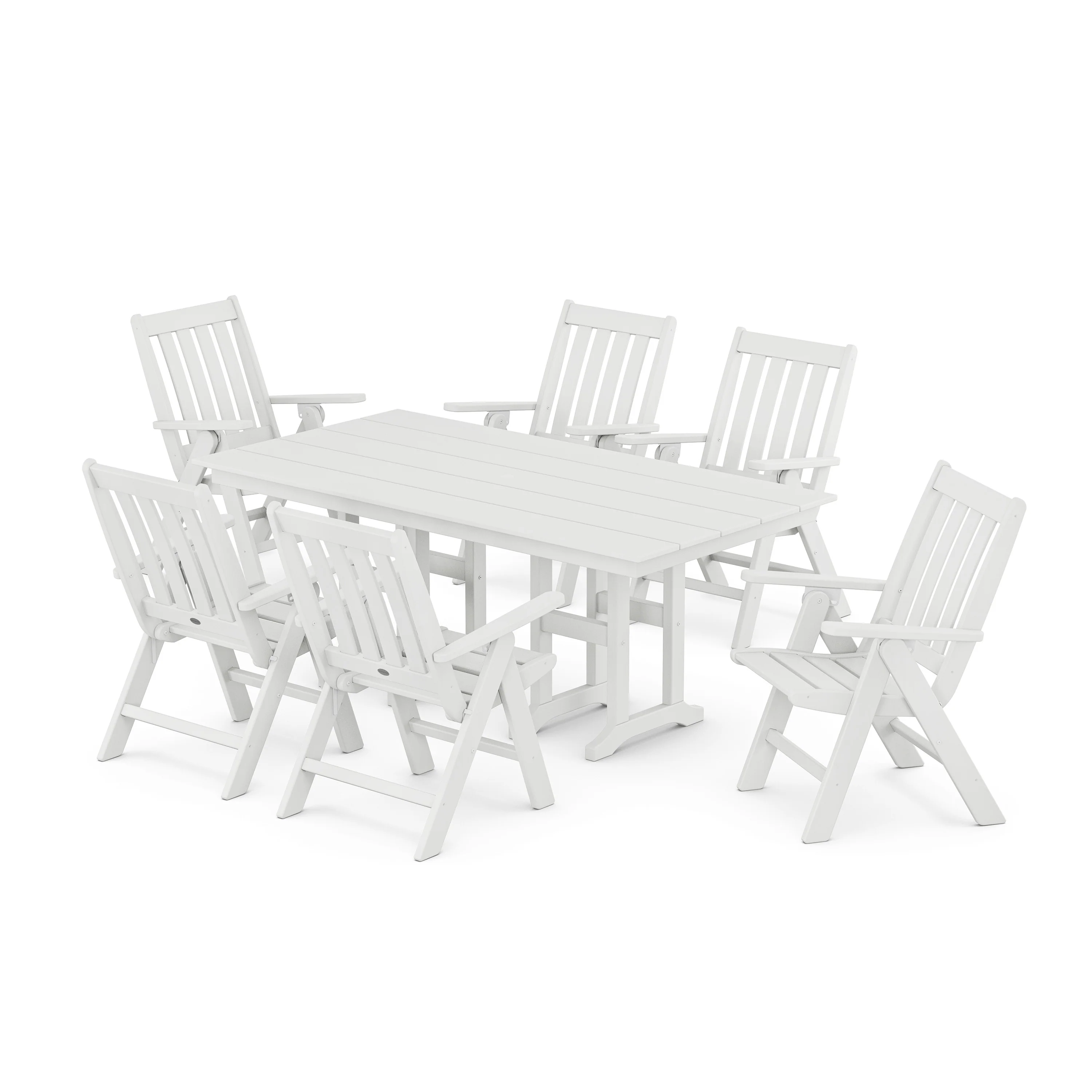 Vineyard Folding Chair 7-Piece Farmhouse Dining Set - Image 9